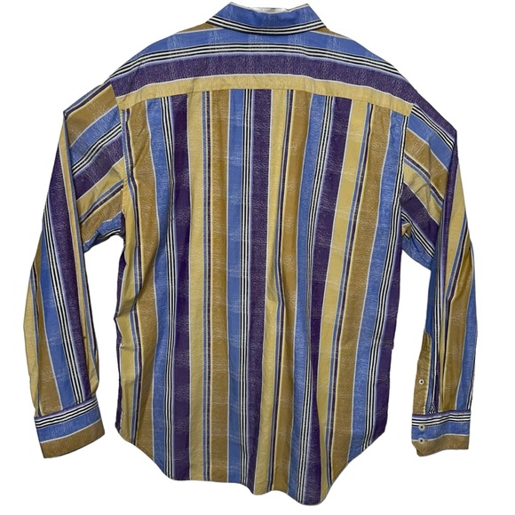 Robert Graham Vertical Striped Shirt Jewel Tone Flip Cuffs Extra Large - Picture 3 of 16